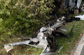 Freiwillige Feuerwehr Lehrte: FW Lehrte: PKW-Fahrer &uuml;berlebt Kollision mit Baum nicht
