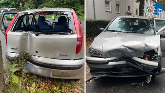 Polizeipräsidium Oberhausen: POL-OB: Durch Kollision erschrocken: Fahrerin fährt nach Unfall rückwärts gegen Baum