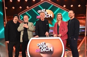 SAT.1: Danke sagen macht Spaß. Jürgen von der Lippe und Torsten Sträter raten bei Jörg Pilawa in "Quiz für Dich"