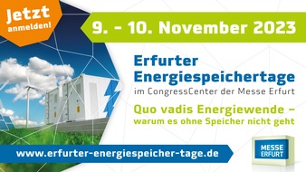 Messe Erfurt: Erfurter Energiespeichertage mit Schwerpunktthema Recycling und Weiterverwendung von Stromspeichern