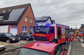 Feuerwehr Bergheim: FW Bergheim: Feuerwehr rettet Mann bei K&uuml;chenbrand &Uuml;ber Leiter aus erstem Obergeschoss gerettet - Brand schnell gel&ouml;scht.