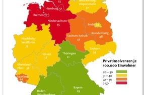 CRIF GmbH: Neue Bürgel Studie: Schuldenbarometer 1. Quartal 2009 / Weiterhin rückläufige Privatinsolvenzen, aber große regionale Unterschiede