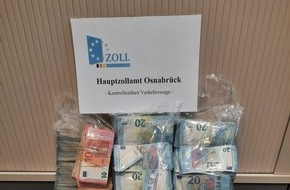 Hauptzollamt Osnabrück: HZA-OS: Rauschgiftspürhund Raptor entdeckt rund 232.000 Euro Bargeld; Osnabrücker Zoll deckt Bargeldschmuggel auf