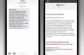 Polizeipräsidium Mittelhessen - Pressestelle Lahn - Dill: POL-LDK: Bundesamt der Finanzen verschickt keine SMS-Nachrichten / Betrüger wollen Kasse machen