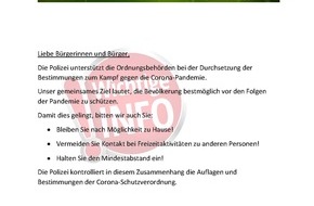 Polizei Steinfurt: POL-ST: Steinfurt, Corona-Pandemie, Überwachung des Kontaktverbotes