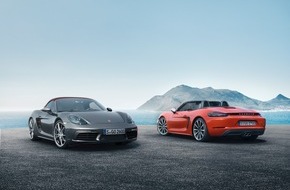 Porsche Schweiz AG: Die neuen Mittelmotor-Roadster mit Vierzylinder-Motoren: Porsche 718 Boxster / 35 PS mehr Leistung - 13 Prozent weniger Verbrauch