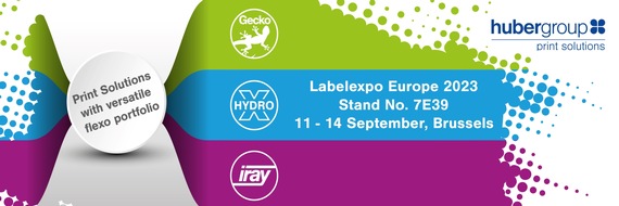 Press Release - Innovative, sustainable, service-oriented: hubergroup Print Solutions with versatile flexo portfolio at Labelexpo Europe 2023