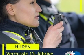 Polizei Mettmann: POL-ME: Vermisste 13-Jährige wohlbehalten zurück - 2507038