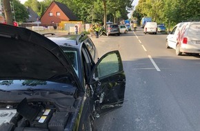 Polizeiinspektion Verden / Osterholz: POL-VER: Unfall fordert vier Verletzte + Brand von Mülltonnen + Führerschein nach Alkohol am Steuer einbehalten + Brand nach Unkrautbearbeitung mit Gasbrenner + Sechsjähriger Junge von Auto angefahren