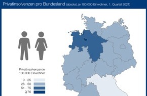 CRIF GmbH: Schuldenbarometer 1. Quartal 2021: Sprunghafter Anstieg: Privatinsolvenzen steigen in Deutschland um 56,5 Prozent