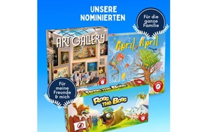 Piatnik: Drei nominierte Piatnik Spiele für den "Deutschen Spielzeugpreis" 2023: April, April - Art Gallery - Ross, the Boss