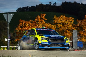 Rallye Zentraleuropa: Sieg und Platz drei in der WRC2 für die Škoda Fabia RS Rally2-Teams