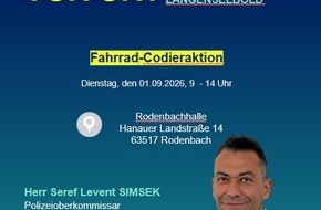 Polizeipr&auml;sidium S&uuml;dosthessen: POL-OF: Zeugensuche nach Auseinandersetzung in Wohnhaus: Zwei Personen verletzt; Termine noch buchbar! Kostenfreie Fahrradcodieraktion; Schwarzer Audi geklaut: Hinweise erbeten und mehr