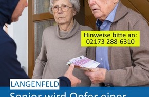 Polizei Mettmann: POL-ME: Falscher Bankmitarbeiter betrügt Langenfelder um mehrere Tausend Euro - Langenfeld - 2404067