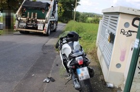Polizei Rheinisch-Bergischer Kreis: POL-RBK: Overath - Zusammenstoß von Motorrad und Lkw bei Überholvorgang