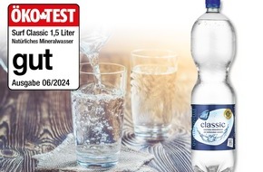 NORMA: NORMA-Wasser der Eigenmarke SURF überzeugt im ÖKO-TEST: Classic Natürliches Mineralwasser mit "gut" ausgezeichnet / Natürlich, rein und zu Discount-Preisen