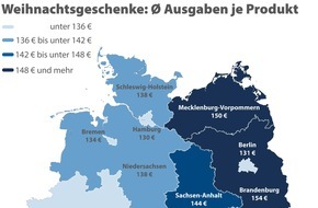 CHECK24 GmbH: Weihnachtsgeschenke: Brandenburger geben am meisten aus