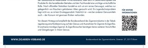 Bundesverband der Zigarrenindustrie e.V.: Zigarrenverband fordert Umdenken in der Tabakregulierung / Rückbesinnung auf den Genuss als Instrument der Tabakregulierung