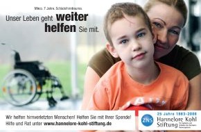 ZNS - Hannelore Kohl Stiftung: ZNS - Hannelore Kohl Stiftung präsentiert Plakatkampagne 2008 mit dem 7-jährigen Mirco Schäperklaus