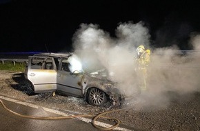 Polizeidirektion Kaiserslautern: POL-PDKL: A6/Parkplatz Quaiders Berg - PKW geht in Flammen auf