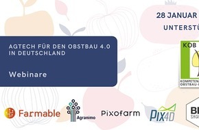 BEEsharing P.A.L.S. GmbH: Innovationen für Obstbauern: Ein Zusammenschluss von sechs AgTech-Start-ups bietet im ersten Quartal 2021 eine Webinarreihe an / AgTech Innovationen für eine nachhaltige Landwirtschaft