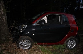 Polizei Rheinisch-Bergischer Kreis: POL-RBK: Wermelskirchen - Alkoholisierter Smart-Fahrer prallt vor einen Baum