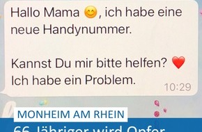 Polizei Mettmann: POL-ME: Betrug via WhatsApp: Knapp 16.000 Euro Schaden für 66-jährigen Monheimer - Monheim am Rhein - 2307028