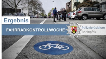 Polizeipräsidium Rheinpfalz: POL-PPRP: Ergebnis der Fahrradkontrollwoche