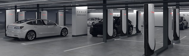 ALEXA: Presse-Einladung zur Eröffnung von 12 TESLA Superchargern im APCOA Parkhaus im Shoppingcenter Alexa in Berlin