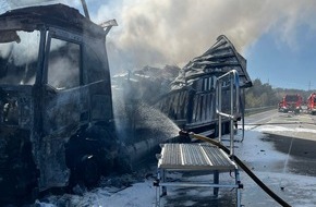 Feuerwehr VG Asbach: FW VG Asbach: LKW-Brand auf der A3 f&uuml;hrt zu langem R&uuml;ckstau / Unfall am Stauende