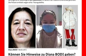 Polizeipräsidium Mannheim: POL-MA: 10.000 Euro Belohnung! Helfen Sie, den Tod von Diana Bodi aufzuklären!