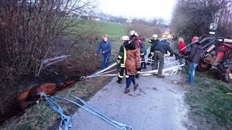 Feuerwehr Dortmund: FW-DO: 08.02.2018 - Tierrettung in Grevel
Pferd aus Graben befreit