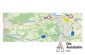 Die Autobahn GmbH des Bundes: Vollsperrung A 4 bei Gera 11.03. bis 13.03.2022