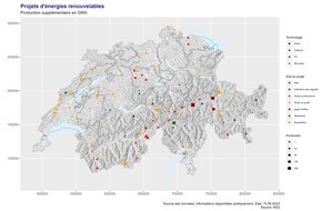 VSE / AES: Énergies renouvelables: l'AES présente pour la première fois une vue d'ensemble des projets de développement dont on a connaissance en Suisse