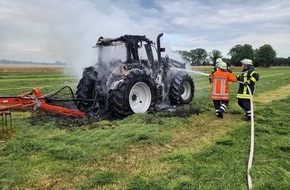 Kreisfeuerwehr Rotenburg (Wümme): FW-ROW: Traktor in Vollbrand