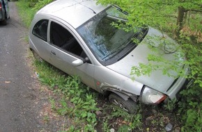 Polizeipräsidium Mittelhessen - Pressestelle Wetterau: POL-WE: Nach Diebstahl und Unfallflucht- Ford KA im Wald gefunden