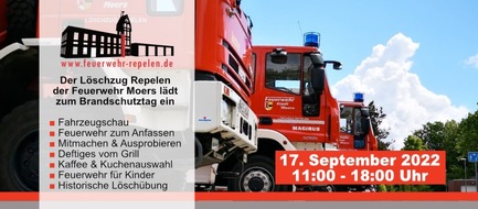 Feuerwehr Moers: FW Moers: Brandschutztag beim Löschzug Repelen am Samstag 17. September / Fahrradcodierung durch die Polizei