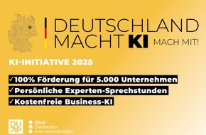 diind - Deutsches Innovationsinstitut f&uuml;r Nachhaltigkeit und Digitalisierung GmbH: Deutschland macht KI - Mach mit! / Neue Initiative unterst&uuml;tzt 5.000 Unternehmen beim KI-Einstieg