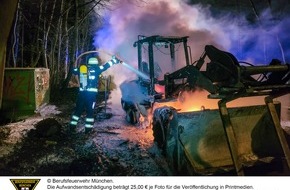 Feuerwehr München: FW-M: Baumaschine ausgebrannt (Mittersendling)
