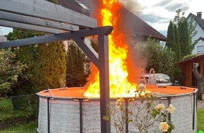 Feuerwehr Detmold: FW-DT: Brennendes Benzin auf Gartenpool