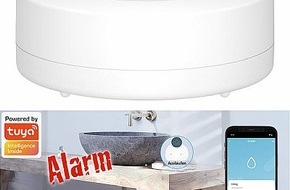 PEARL GmbH: Smarter Schutz vor Wasserschäden: Luminea Home Control WLAN-Wassermelder XMD-5600.wifi mit lautem Alarm und weltweiter App-Benachrichtigung