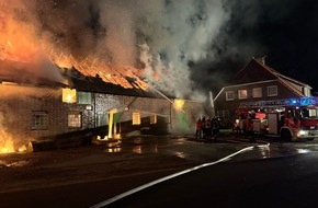 Kreisfeuerwehr Rotenburg (Wümme): FW-ROW: Scheune gerät nach Verkehrsunfall in Brand