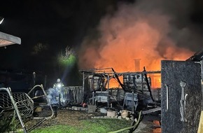 Feuerwehr Bremerhaven: FW Bremerhaven: Gartenlaubenbrand in Lehe sorgt f&uuml;r Gro&szlig;einsatz der Feuerwehr