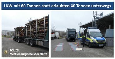 Polizeiinspektion Neubrandenburg: POL-NB: Kontrolle eines LKW mit 60 Tonnen Gesamtgewicht - statt erlaubten 40 Tonnen