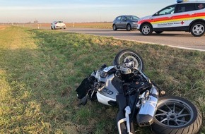 Polizeidirektion Landau: POL-PDLD: Schwer verletzter Motorradfahrer nach Kollision mit Wild