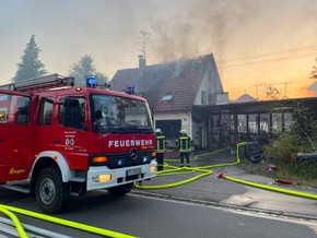 KFV Bodenseekreis: Großbrand in Obereisenbach zerstört Werkstatt und Wohnhaus