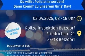 Polizeidirektion Neuwied/Rhein: POL-PDNR: Girls' Day bei der Polizei Betzdorf