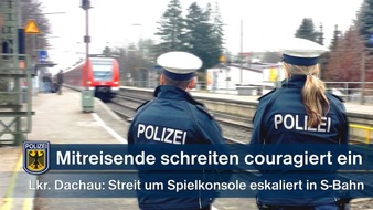 Bundespolizeidirektion München: Bundespolizeidirektion München: Streit wegen Spielkonsole in S-Bahn eskaliert: Mehrere Reisende bewahrten 22-Jährigen vor weiteren Schlägen