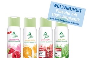 Werner & Mertz GmbH: Weltneuheit im Kosmetikbereich / Erstmals Verpackung mit 100 % Post Consumer Recyclat aus dem Gelben Sack