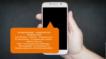 Bundesamt für Bevölkerungsschutz und Katastrophenhilfe: Bundesweiter Warntag 2025: Bund, Länder und Kommunen testen Warnsysteme am 11. September